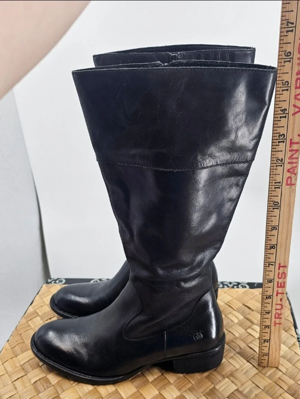 Born Classic Black Leather High Riding Boots Size 10
